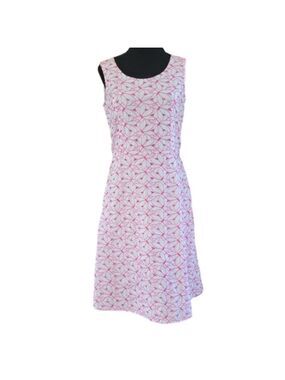 Clues Collection White Machine Embroidered Fuchia Floral Dress Size 4